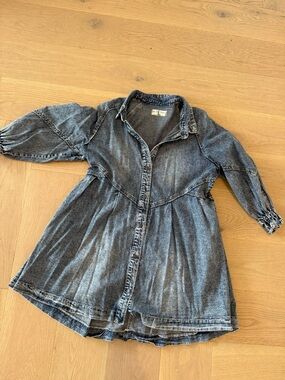 Free People Washed Blue Denim  Dress